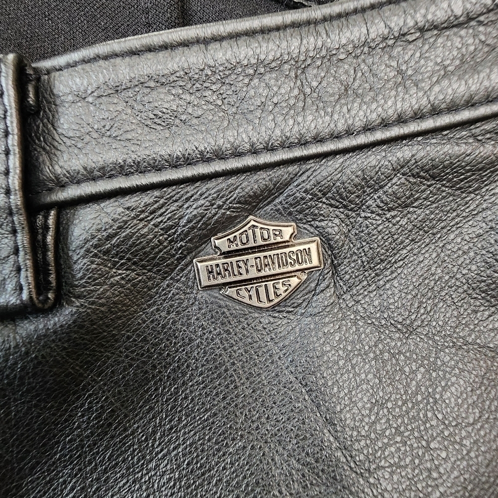 Harley Davidson Black Leather Riding Motorcycle Pants Size 10 W Women's - Picture 6 of 8